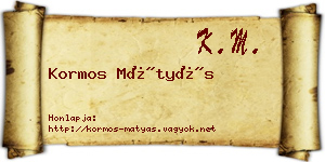 Kormos Mátyás névjegykártya