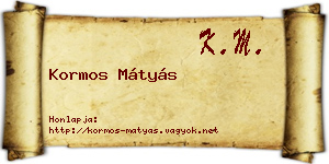 Kormos Mátyás névjegykártya